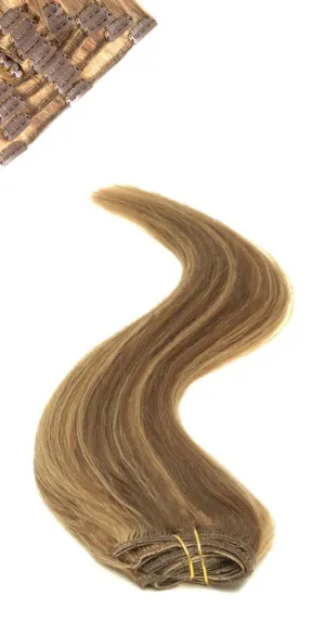 Full Head | Clip in Hair Extensions | 22 inch | Brown Golden Blonde 4/27