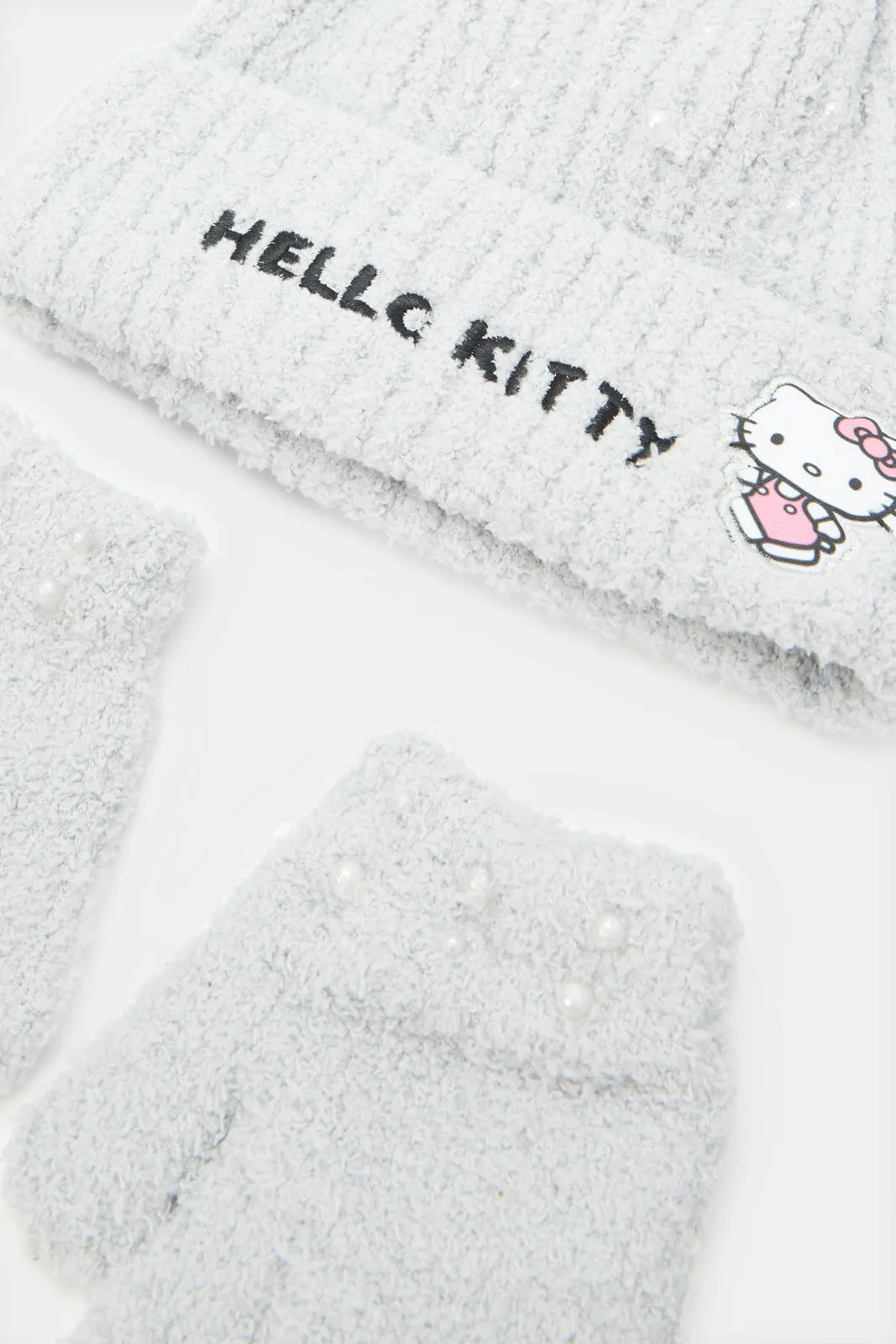 Girls White Hello Kitty Knitted Set (3 Piece)