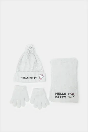 Girls White Hello Kitty Knitted Set (3 Piece)