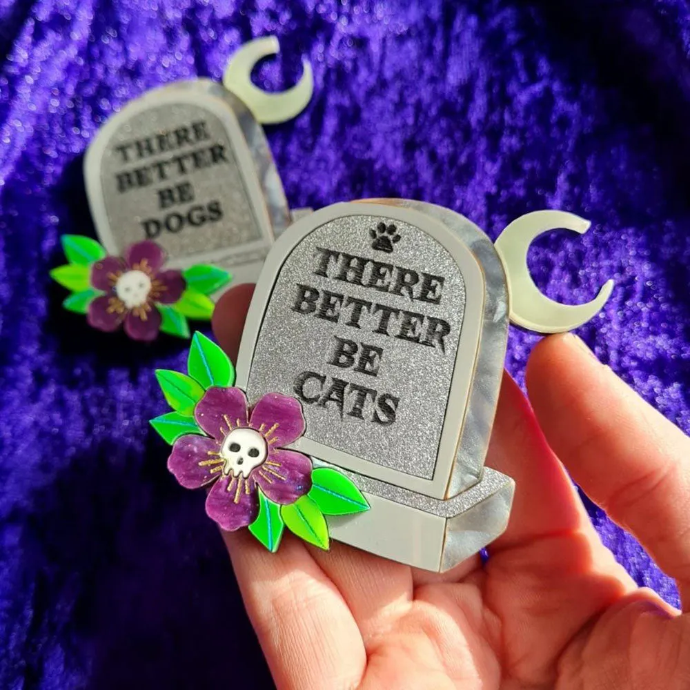 Gravestone Epitaph Brooch by Cherryloco Jewellery