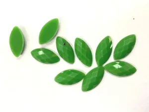 Green Eye Plastic Stones Without Hole- 15x7 mm