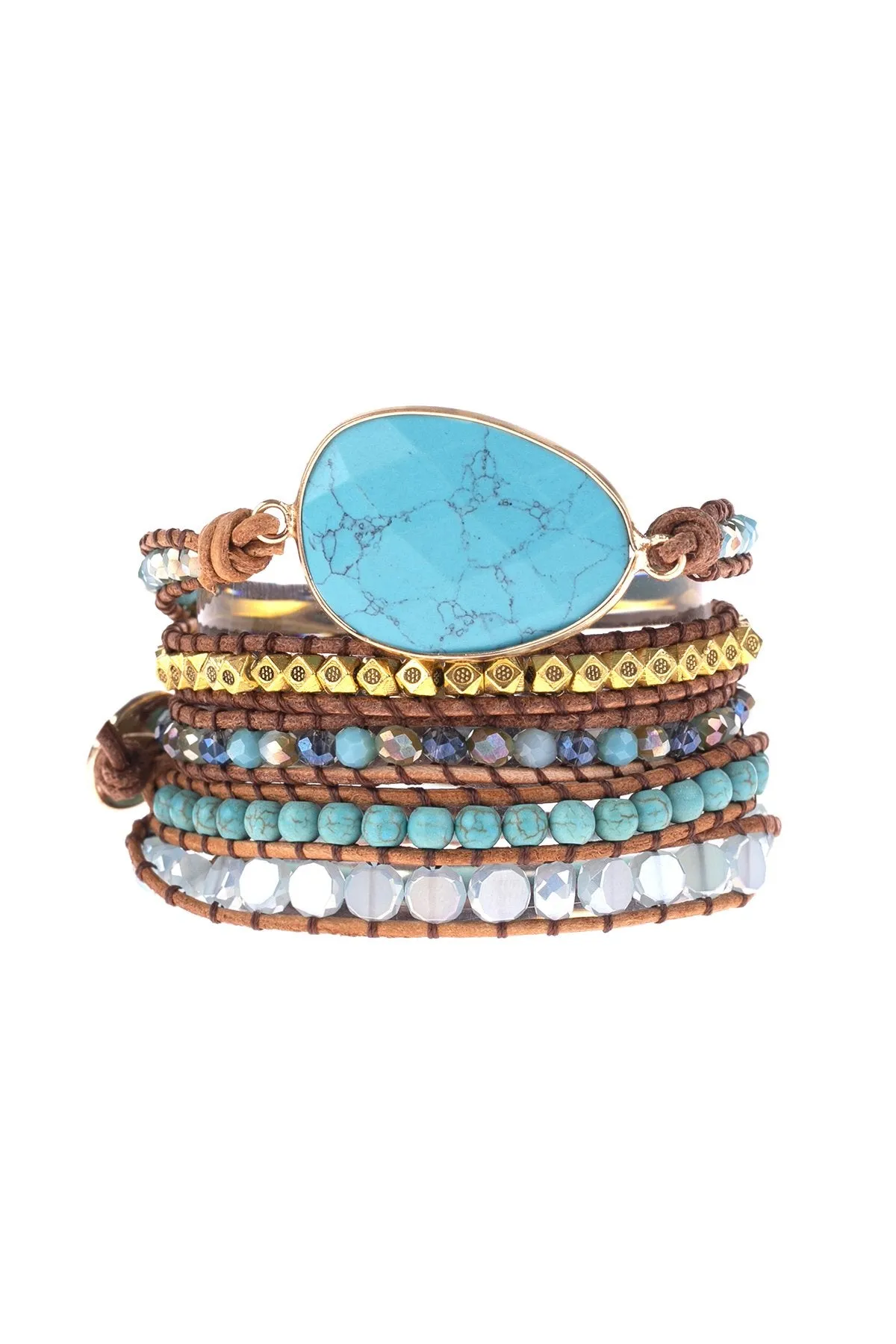 Hdb3031 - Natural Stone Charm Multibeads Bracelet