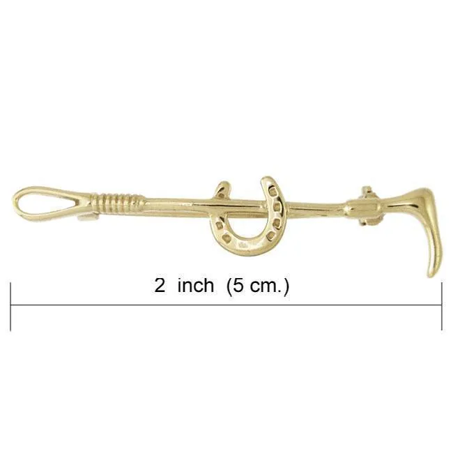 Horseshoe Riding Crop Vermeil  Brooch VBC078