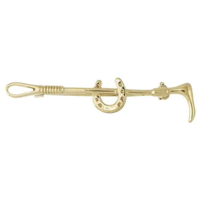 Horseshoe Riding Crop Vermeil  Brooch VBC078