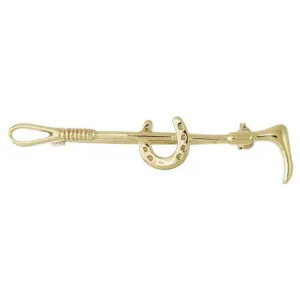 Horseshoe Riding Crop Vermeil  Brooch VBC078