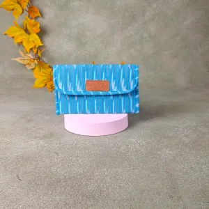 Ikat Clutch Sky Blue colour with Serpentine Stripes Prints