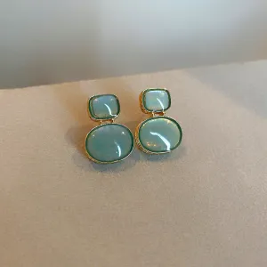 Iridescent Blue Double Drop Earrings-jlt11539