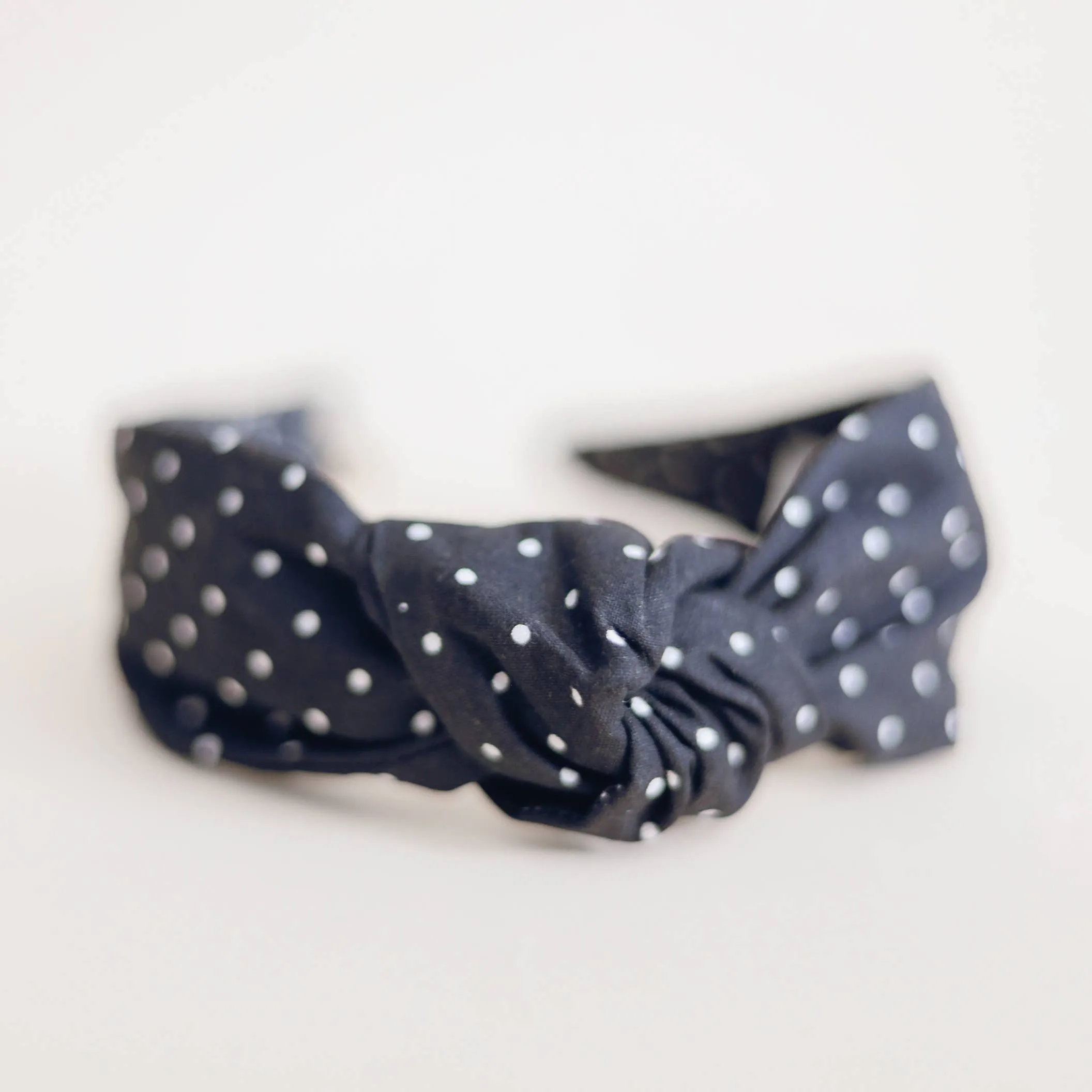 Knotted Headband for Women (Black Polka Dot)
