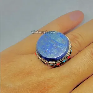 Lapis Stone Handmade Kuchi Ring