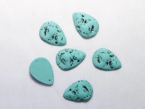 Light Blue Black Textured Designer Drop Plastic Stones - 18x25 mm