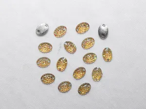 Light Golden Multicolour Designer Oval Plastic Stones - 8x6 mm