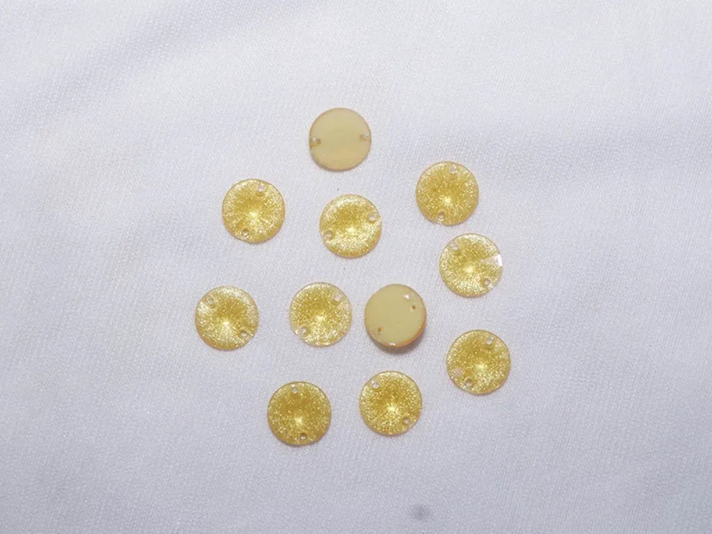 Light Yellow Designer Circular Plastic Stones - 12 mm