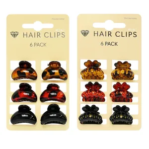 Mini Hair Clips 6 Pack Assorted