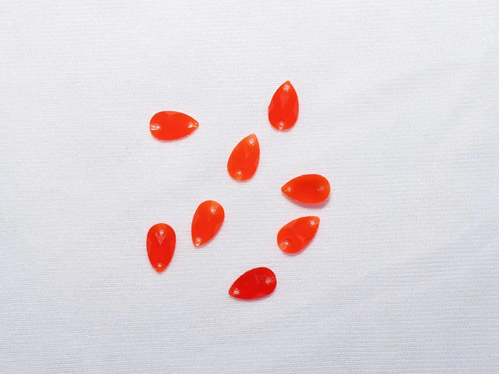 Orange Designer Drop Plastic Stones - 12x7 mm