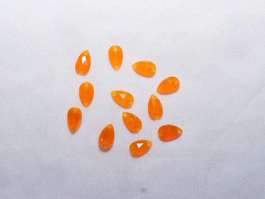 Orange Designer Drop Plastic Stones - 7x12 mm