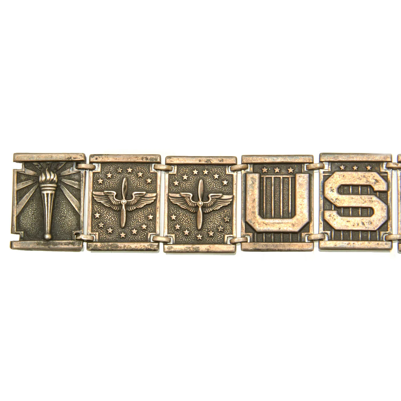 Original U.S. WWII Sterling Silver Sweetheart Bracelet Lot - US Navy & US Army Air Corps - 2 Bracelets