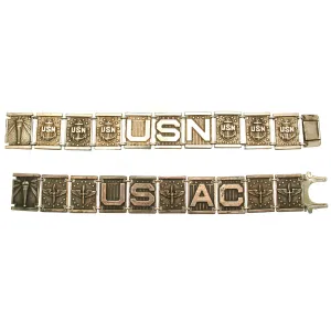 Original U.S. WWII Sterling Silver Sweetheart Bracelet Lot - US Navy & US Army Air Corps - 2 Bracelets
