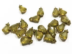 Pale Green Opal Drop Resin Stones with Catcher (10x6 mm) (Wholesale)