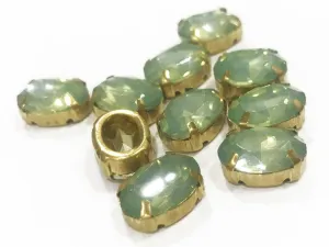 Pale Green Opal Oval Resin Stones with Catcher (14x10 mm)