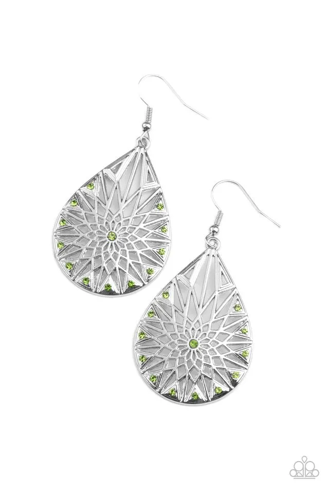 Paparazzi Earring ~ Icy Mosaic - Green