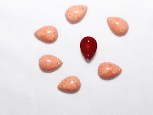 Peach Designer Drop Plastic Stones - 18x13 mm