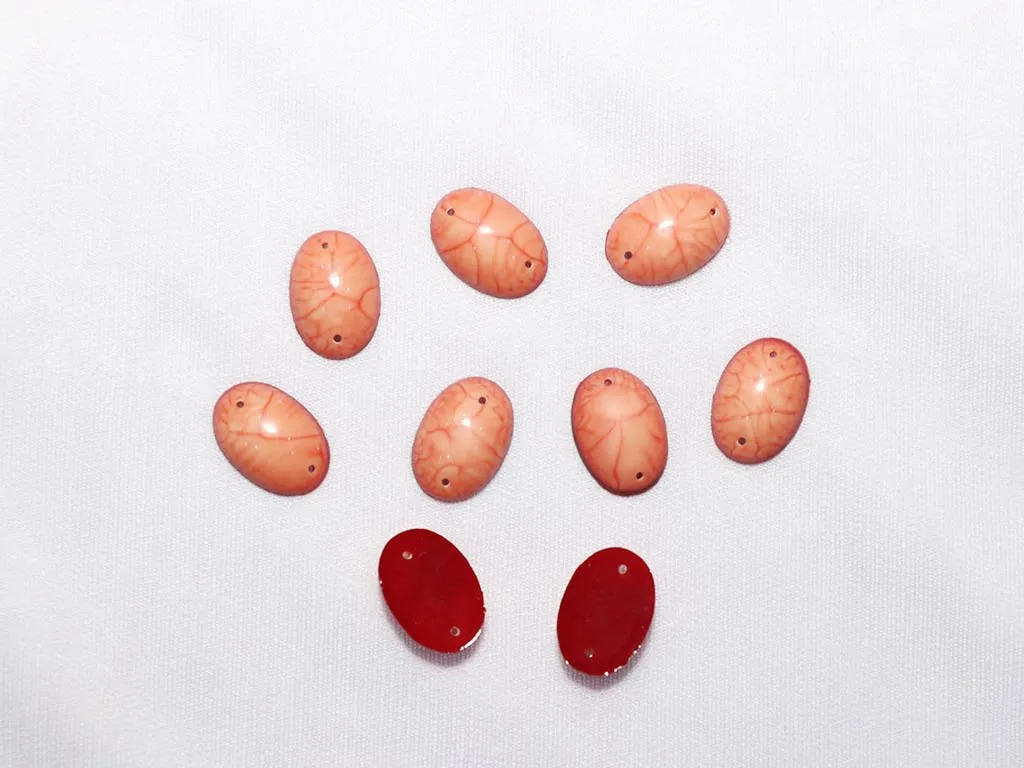 Peach Designer Oval Plastic Stones - 11x16 mm