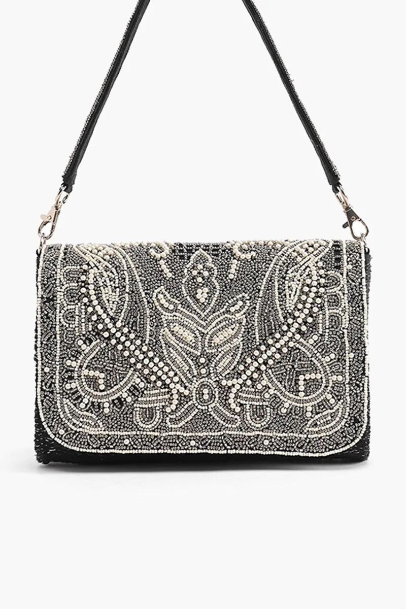 Pearl-Embellished Elegance Shoulder Bag