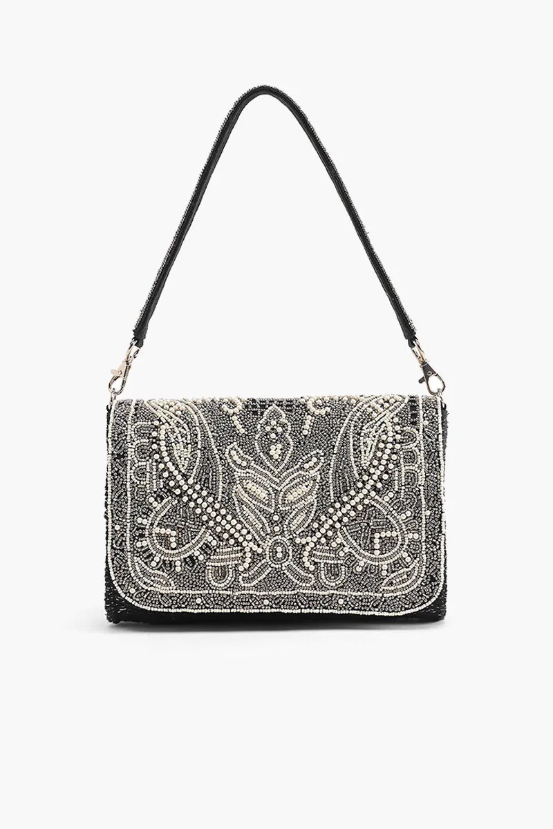 Pearl-Embellished Elegance Shoulder Bag