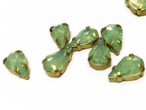 Peridot Green Drop Resin Stones with Catcher (13x8 mm) (Wholesale)