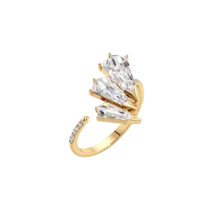Phoenix medium feather pavé ring