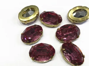 Pink Oval Resin Stones with Catcher (25x18 mm)