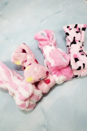 Pink Pattern Bow Spa Headbands