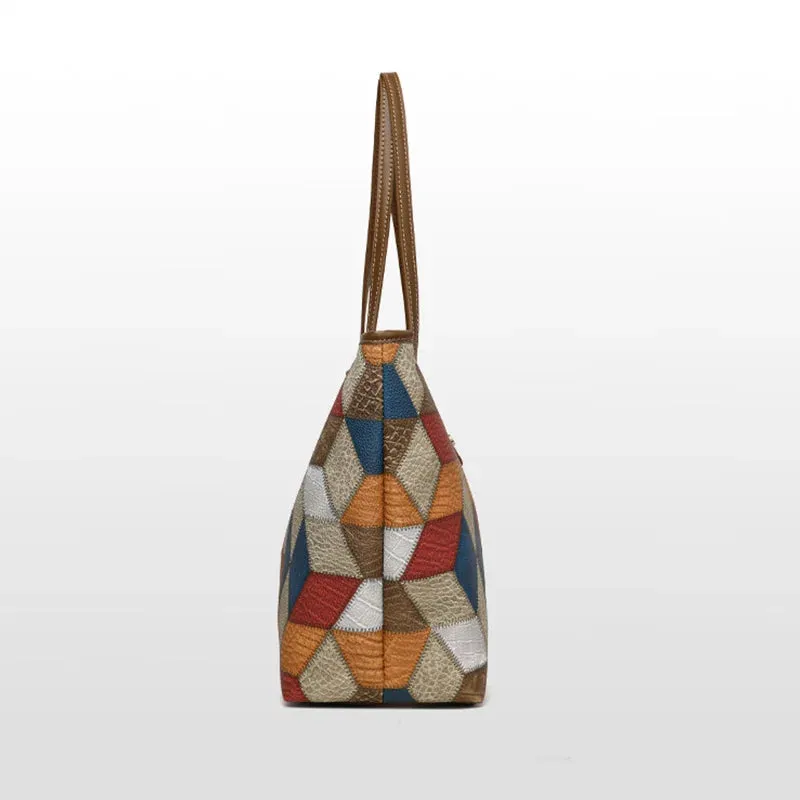 PU Leather Patchwork Shoulder Bag