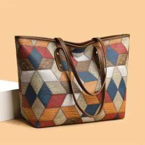 PU Leather Patchwork Shoulder Bag