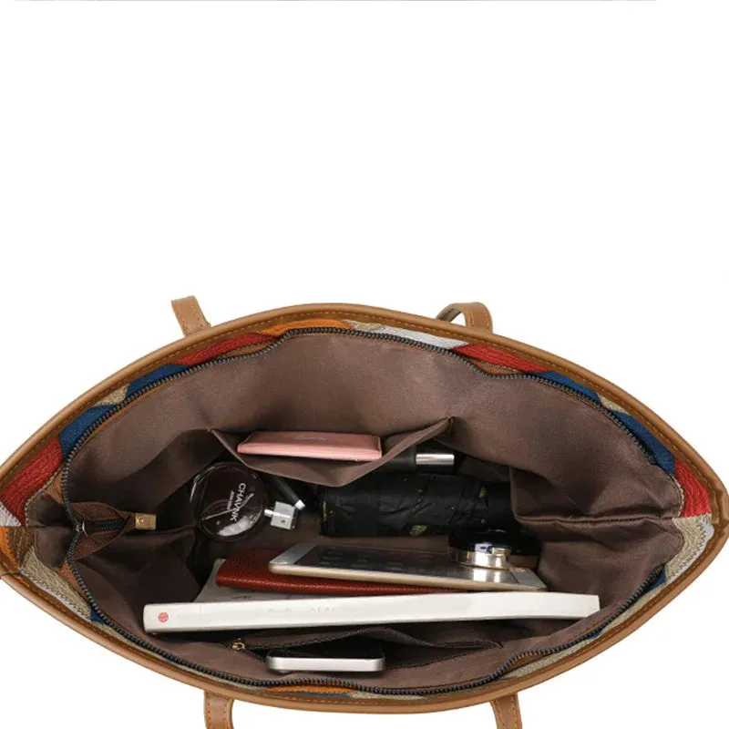 PU Leather Patchwork Shoulder Bag