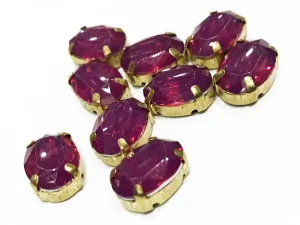 Purple Oval Resin Stones with Catcher (14x10 mm) (Wholesale)