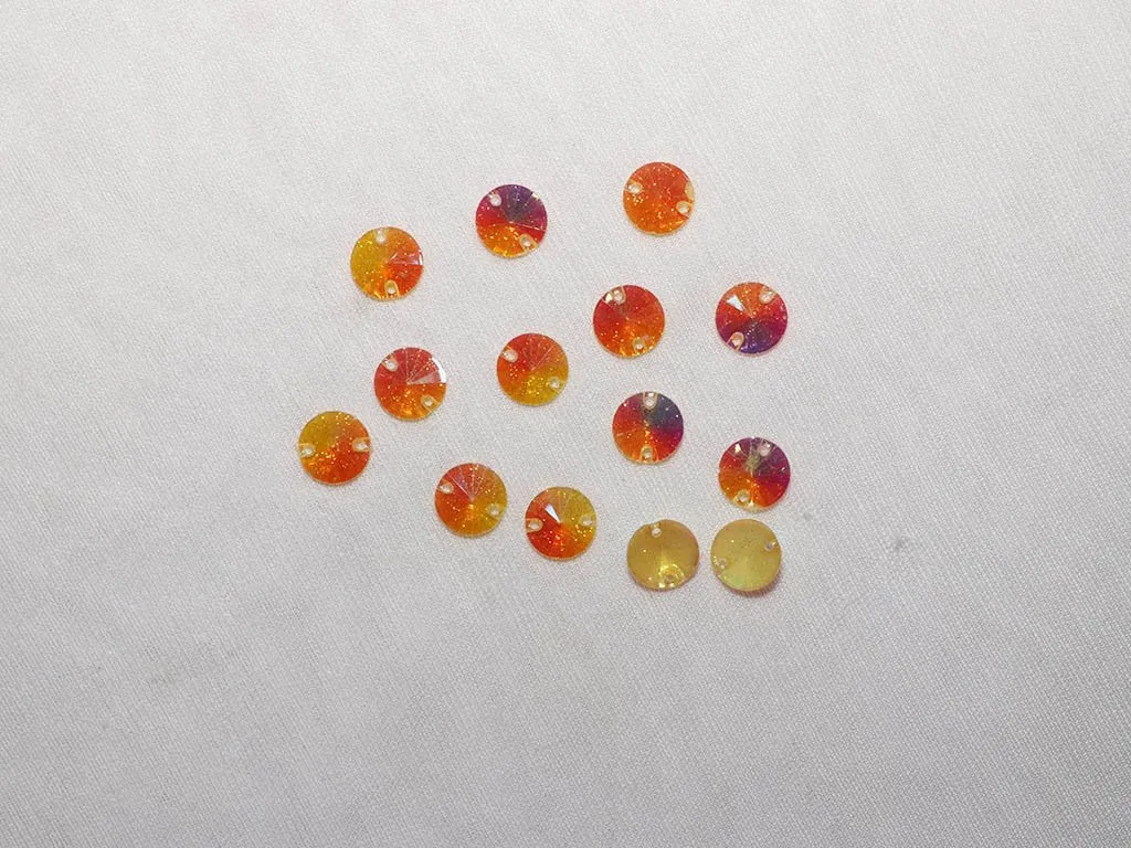 Rainbow Designer Circular Plastic Stones -  8 mm
