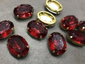 Red Oval Resin Stones with Catcher (25x18 mm) (Wholesale)