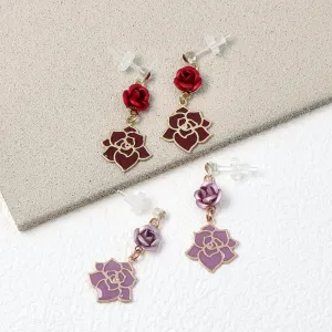 Rose Drop Plastic Earrings