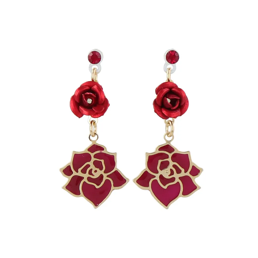 Rose Drop Plastic Earrings