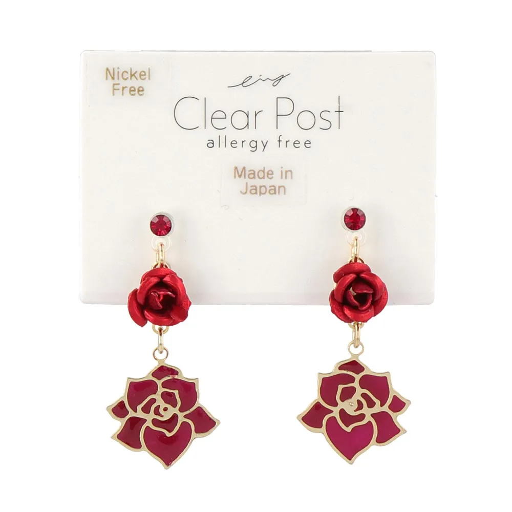 Rose Drop Plastic Earrings