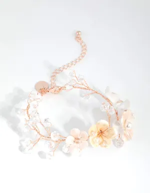 Rose Gold Wire Flower Bracelet