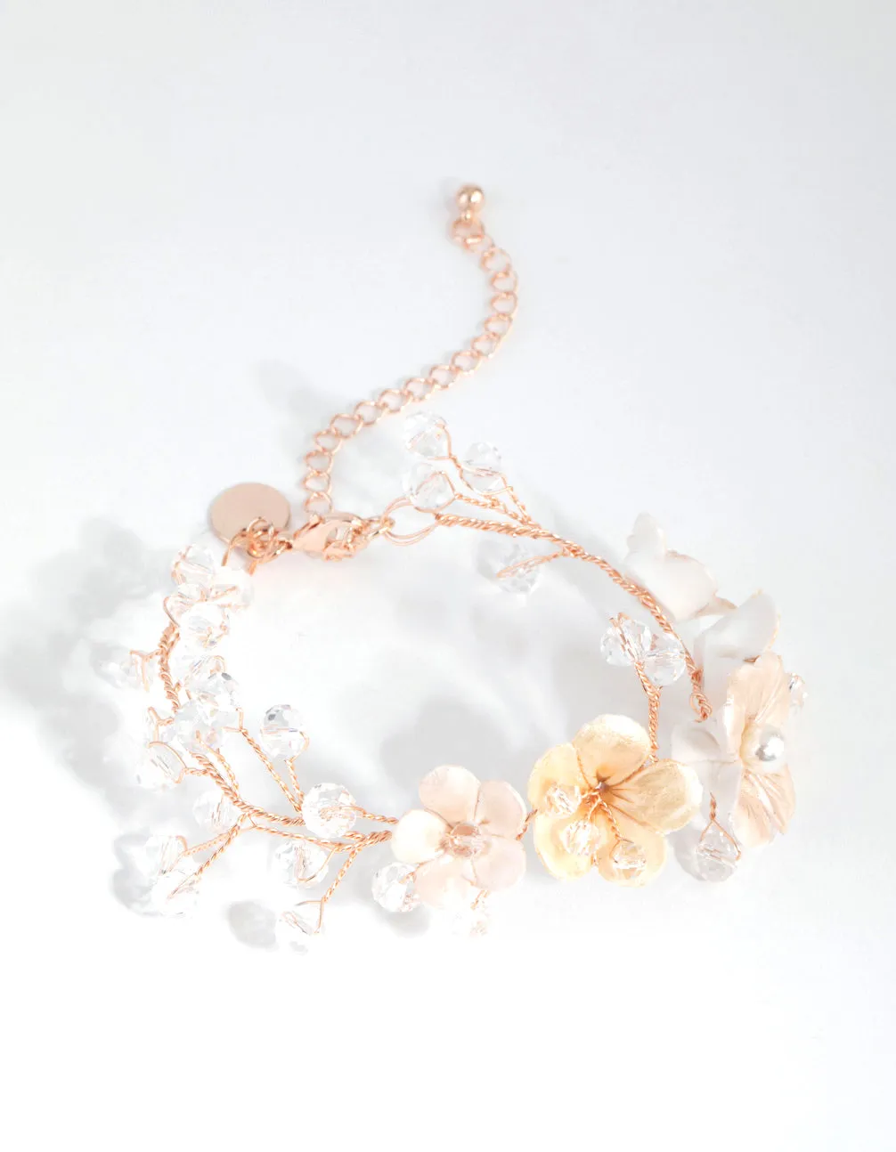 Rose Gold Wire Flower Bracelet