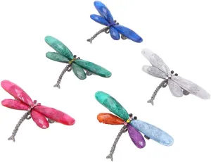 Set of 5 Multicolor Dragonfly Brooch Pin, Alloy Flying Insect Crystal Rhinestones Brooches Set for Mother's Day/Birthday