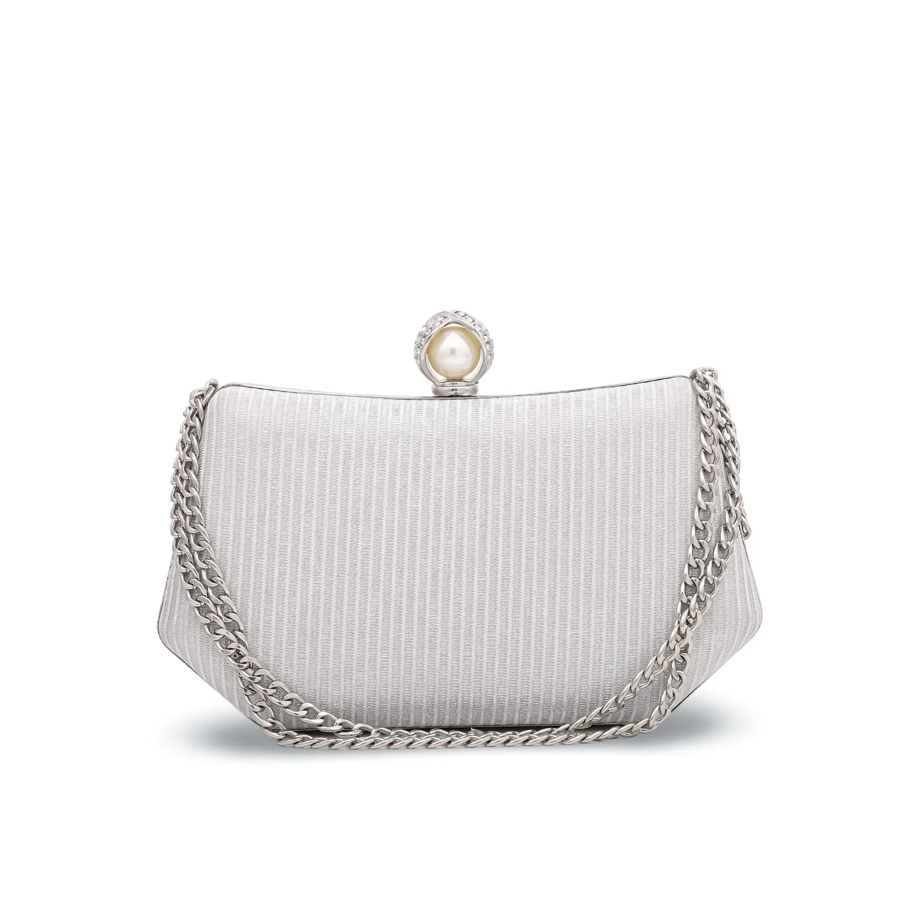Silver Fancy Clutch P15069