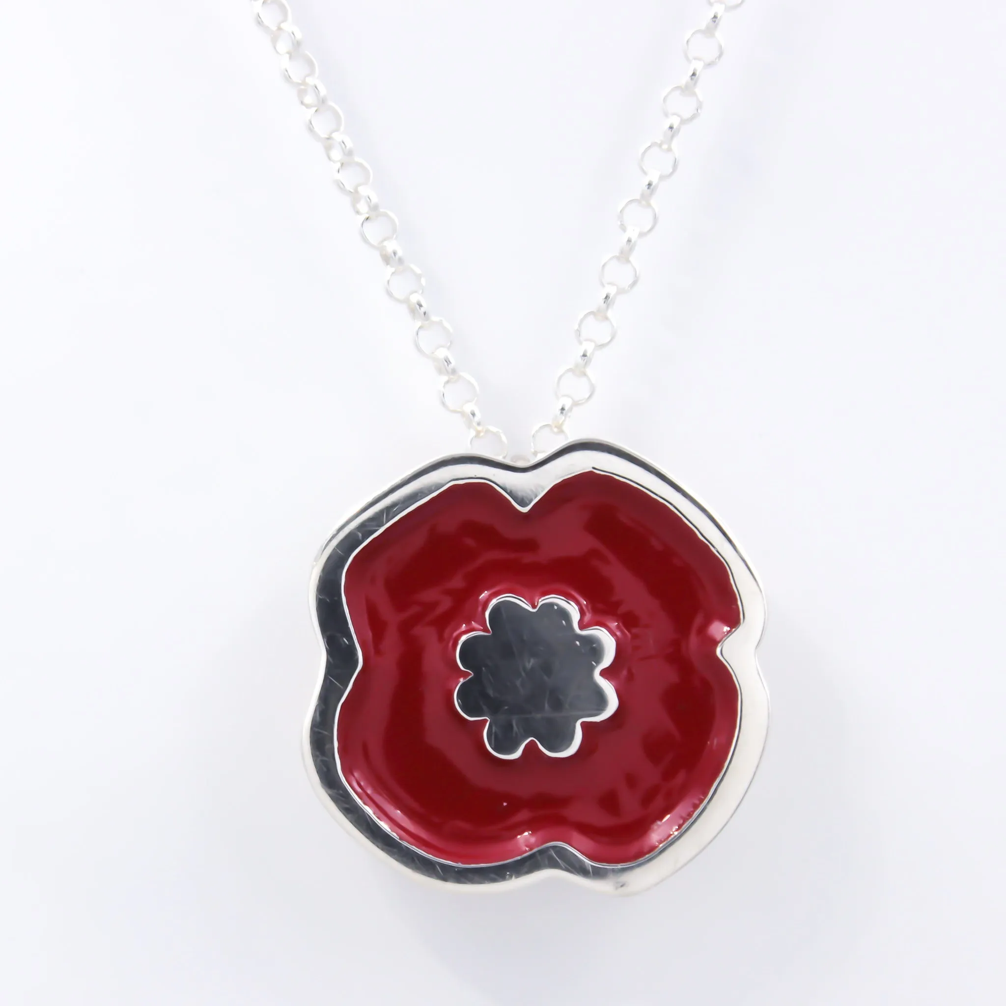 Sterling Silver Poppy Brooch/Pendant