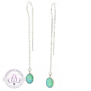 Sterling Silver thread through Opal dangling earrings