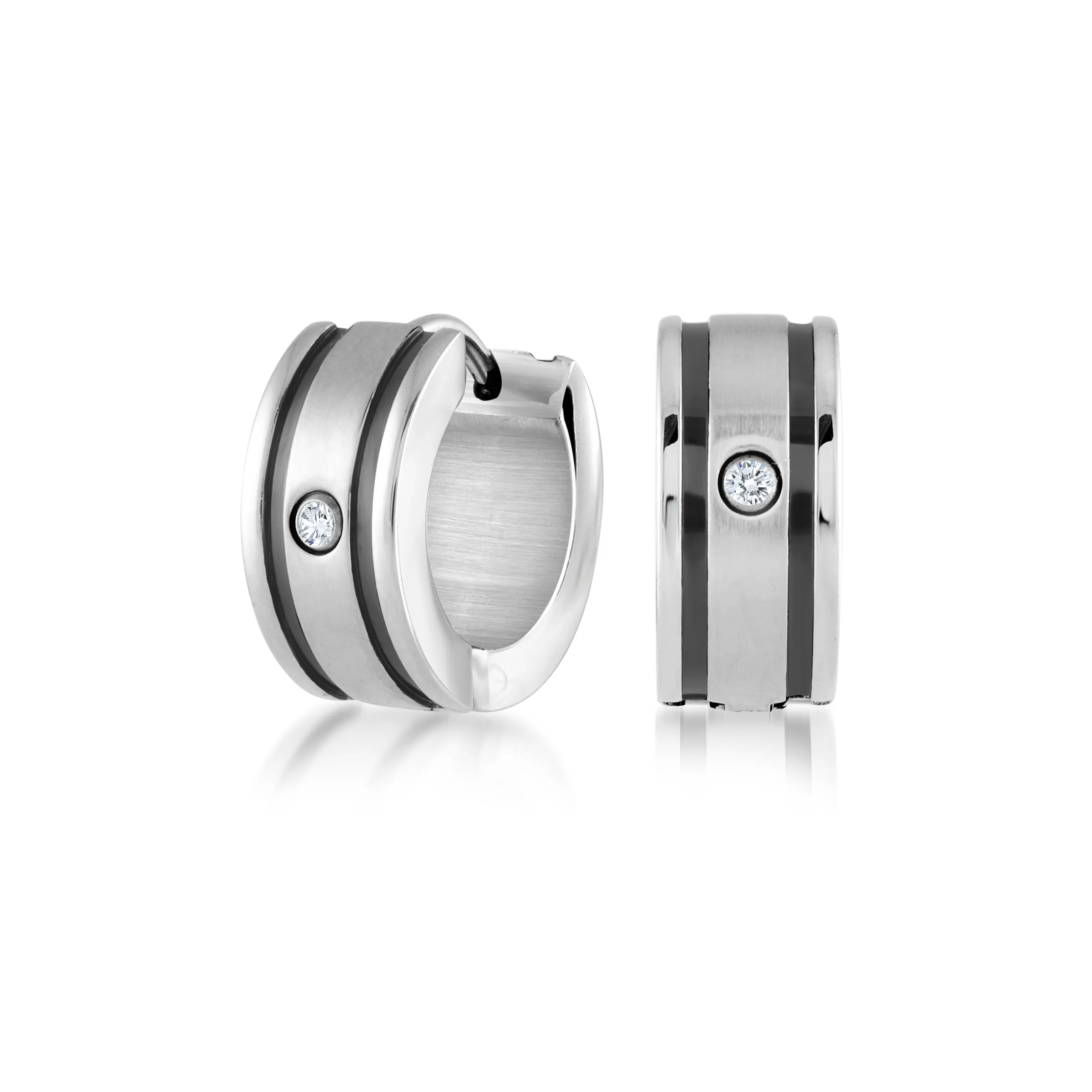 Striped Single Gem Earrings