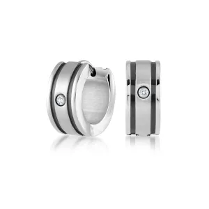 Striped Single Gem Earrings