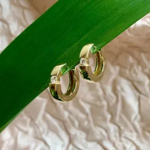 Thick Huggie Diamond Earrings